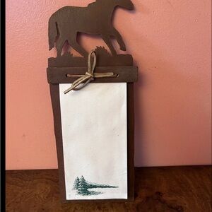 Vintage  Heavy Gage Metal Notepad Holder Horse Cut Out By Cimarron Ltd. Oklahoma